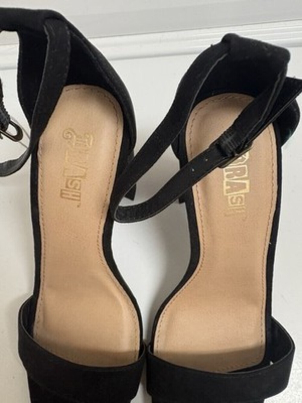 BRASHI Women’s Block Heel Sandals – Size 7, Black Suede Ankle Strap Dress Shoes - Picture 3 of 9